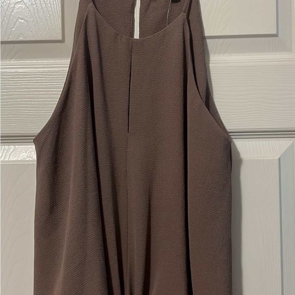 Taupe tie front top